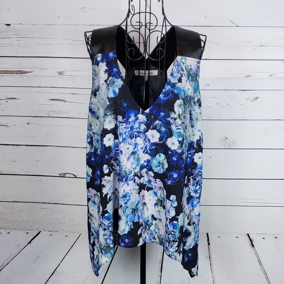 Robbi & Nikki Floral Tank Top w/Faux Leather Strap - Picture 1 of 8
